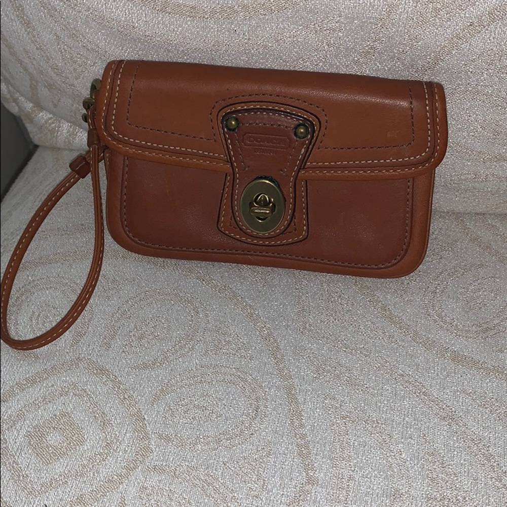 Authentic Camel/Brown Coach Wristlet